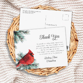 Beerdigung Danke, Red Kardinal Bird Evergreen Postkarte