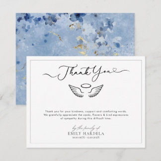 Beerdigung Dankeschön Card Golden Blue Floral Dankeskarte