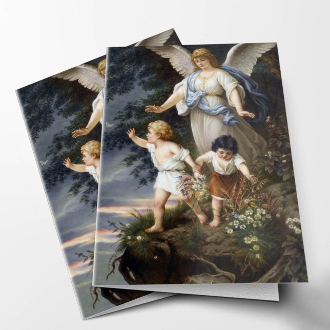 Beerdigung Dankeschön Karten | Angel Watching 01 (Angels Watching Over Sympathy Condolence Bereavement Catholic Religious Funeral Thank You Card)