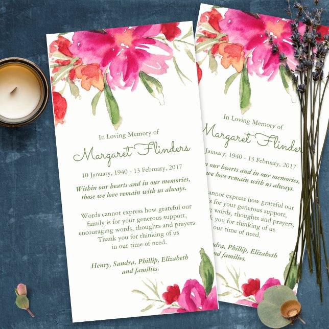 Beerdigung Dankeschön Karten | Aquarell Florals (funeral thank you cards, bereavement, elegant, simple, celebration of life, sympathy card)