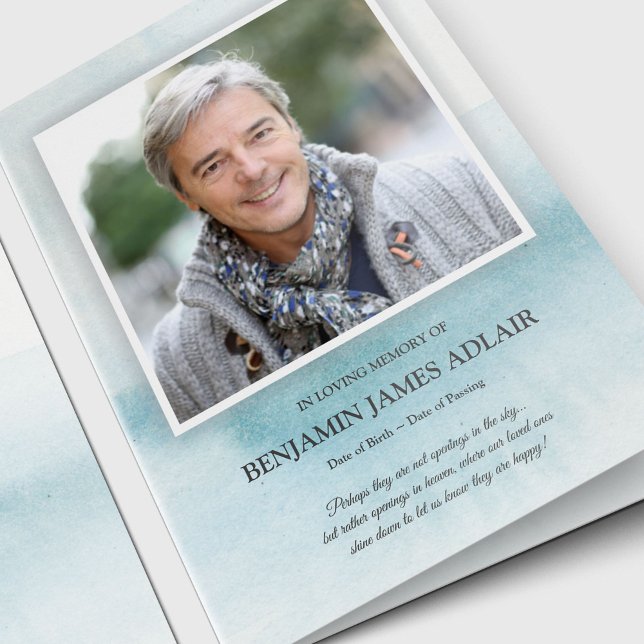 Beerdigung Dankeschön Karten | Blaue Wasserfarben (Sympathy Photo Celebration of Life, In Loving Memory, Forever in our Hearts Funeral thank you cards)