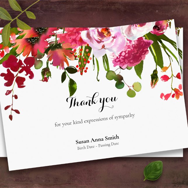 Beerdigung Dankeschön Karten | Blush & Coral (Pretty pink floral memorial sympathy bereavement funeral thank you cards)