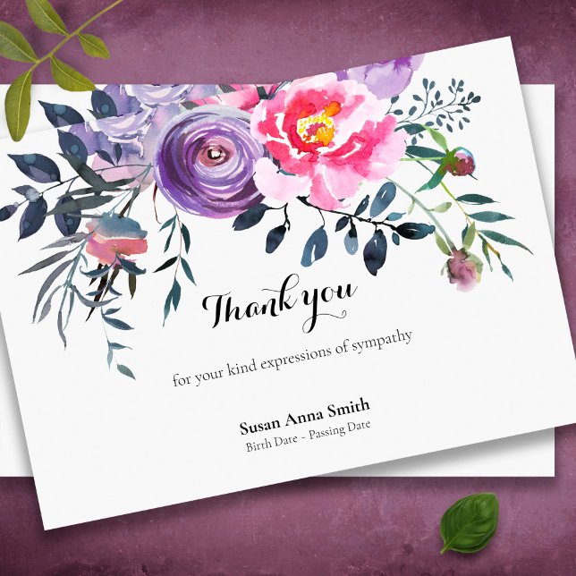 Beerdigung Dankeschön Karten | Blush & Grau (Pretty Rustic Floral watercolor memorial sympathy bereavement funeral thank you card)