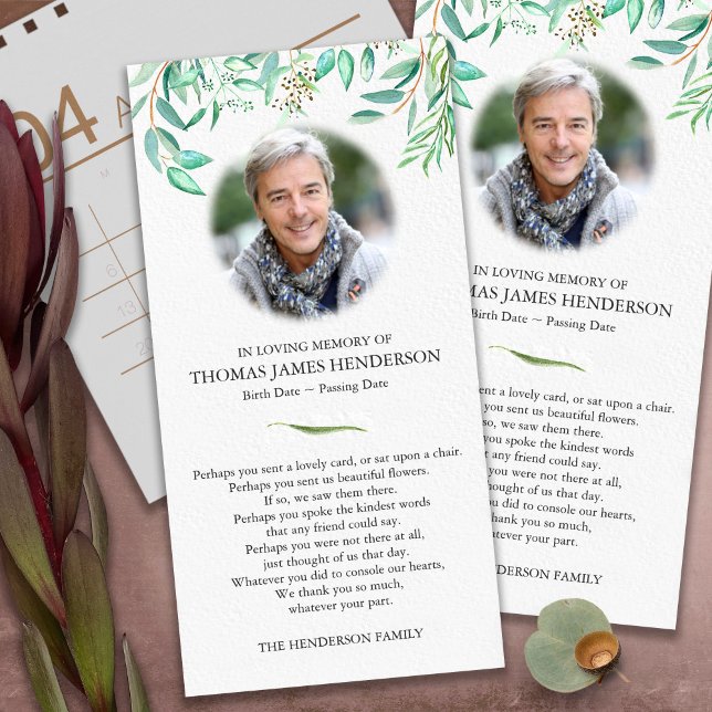 Beerdigung Dankeschön Karten | Eukalyptus (funeral thank you cards, bereavement, elegant, simple, celebration of life, sympathy card)