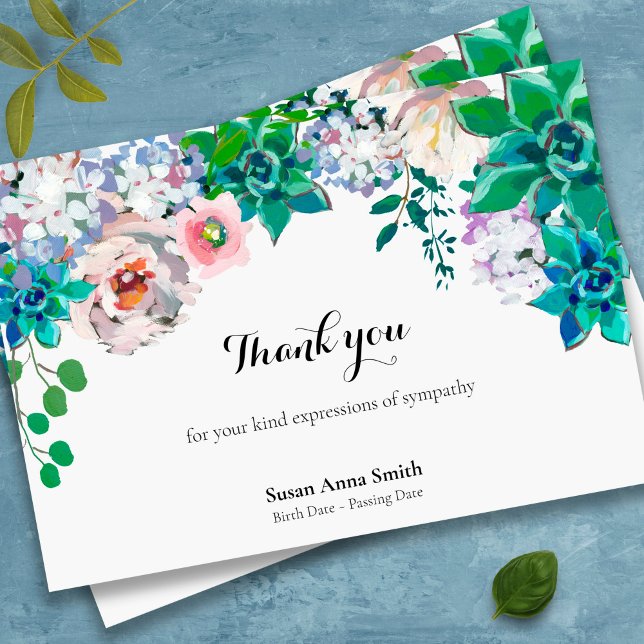 Beerdigung Dankeschön Karten | Friedlicher Garten (floral bereavement sympathy memorial funeral thank you card)