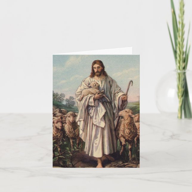 Beerdigung Dankeschön Karten | Jesus Good Shepherd (Vorderseite)