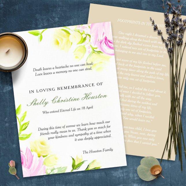 Beerdigung Dankeschön Karten | Pastell - Rose (funeral thank you cards, bereavement, elegant, simple, celebration of life, sympathy card)