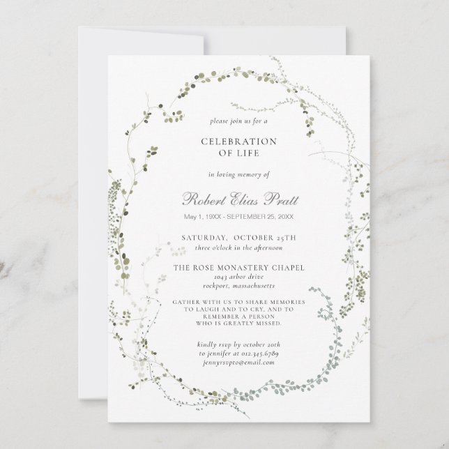 Beerdigung der Beerdigung Botanischer Einladung (Vorderseite)