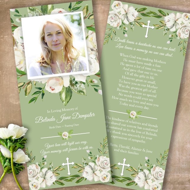 Beerdigung der Rose des Lebens Dankeschön-Karte (Sympathy floral Celebration of Life, In Loving Memory, Forever in our Hearts Funeral thank you cards)