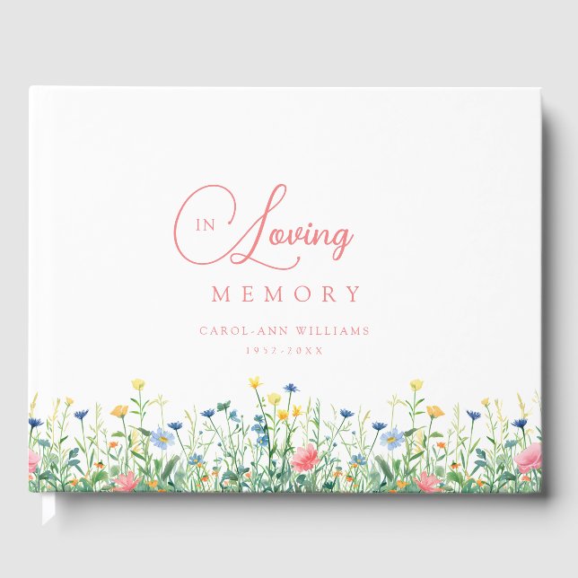 Beerdigung der Wildblume "In Love Memory" Gästebuch (Vorderseite)