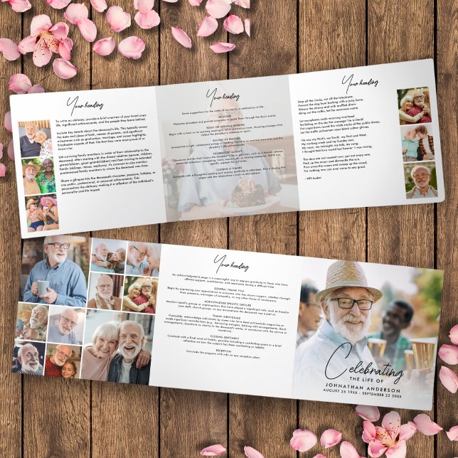 Beerdigung des 18-Foto-Gedenkens/Beerdigung Dreifach-gefaltete Programmkarte (Von Creator hochgeladen)