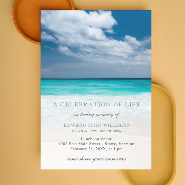 Beerdigung des Beileids des Lebens am Strand Einladung (Beach Celebration of Life Invitation)