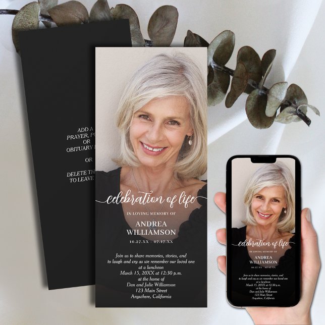 Beerdigung des Fotos Einladung (Funeral Celebration of Life invitations with photo on front, room to put details on the back)