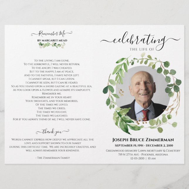 Beerdigung des Fotos "Grüne Erinnerung" (Vorderseite)