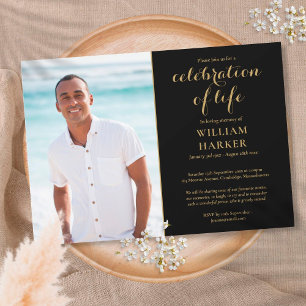 Beerdigung des Fotos "Leben, Schwarz und Gold" Einladung