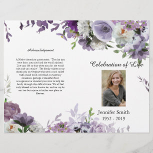 Beerdigung des Lavender Purple Flowers-Programms Flyer