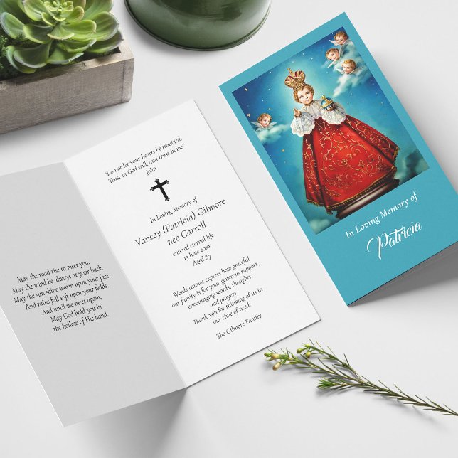 Beerdigung Divino Nino Jesus Gebet Sympathie Karte (catholic, religious, celebration of life, in loving memory of, prayer cards for bereavement)
