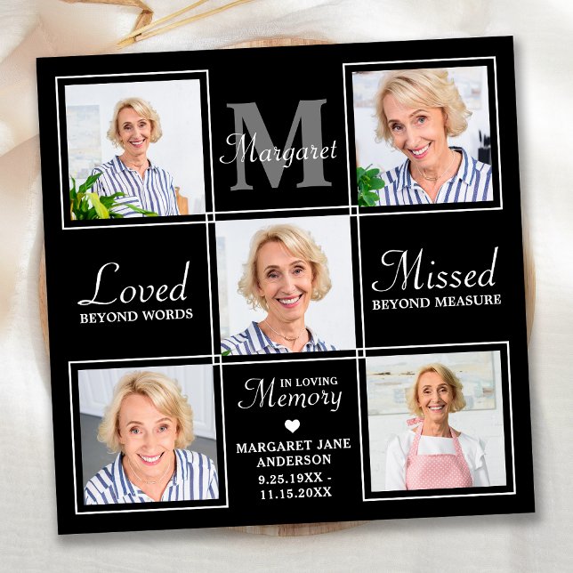 Beerdigung Elegantes Foto Collage Beileid Dankeskarte (Von Creator hochgeladen)