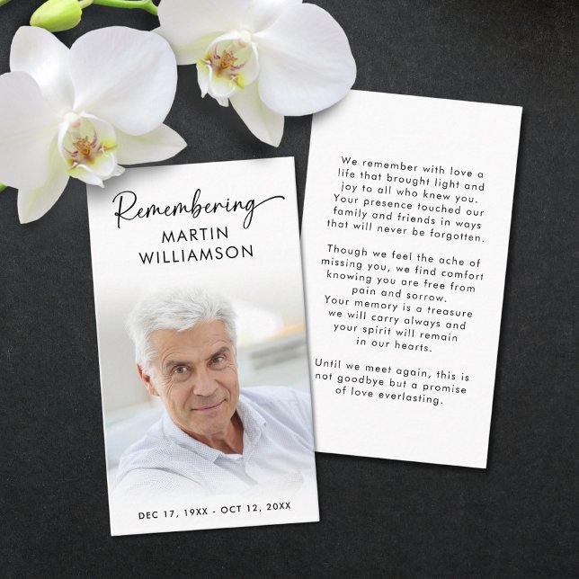 Beerdigung Foto Erinnerung Name Moderne Gebetskart Visitenkarte (Von Creator hochgeladen)