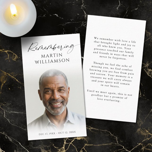 Beerdigung Foto Erinnerung Name Moderne Gebetskart Visitenkarte (Von Creator hochgeladen)