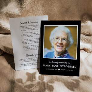 Beerdigung Foto Vielen Dank   Schwarz im liebenden Dankeskarte