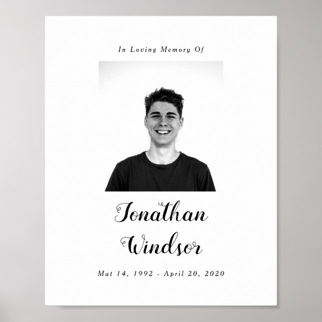 Beerdigung Foto Zeichen, Feier des Lebens Zeichen Poster (Vorne)