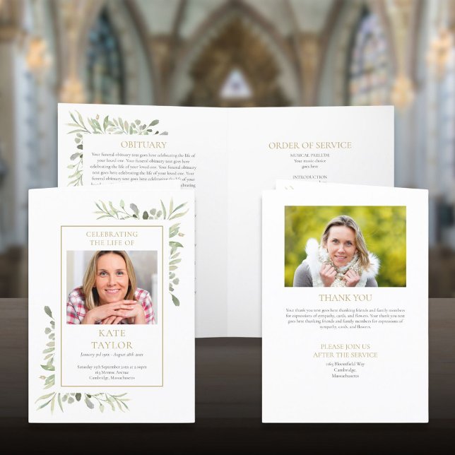 Beerdigung Gedenkorden des Fotos Programm (Funeral Memorial Order Of Service Photo Greenery Program)