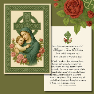 Beerdigung Gedenkstätte Irish Celtic Cross Mary Je Visitenkarte