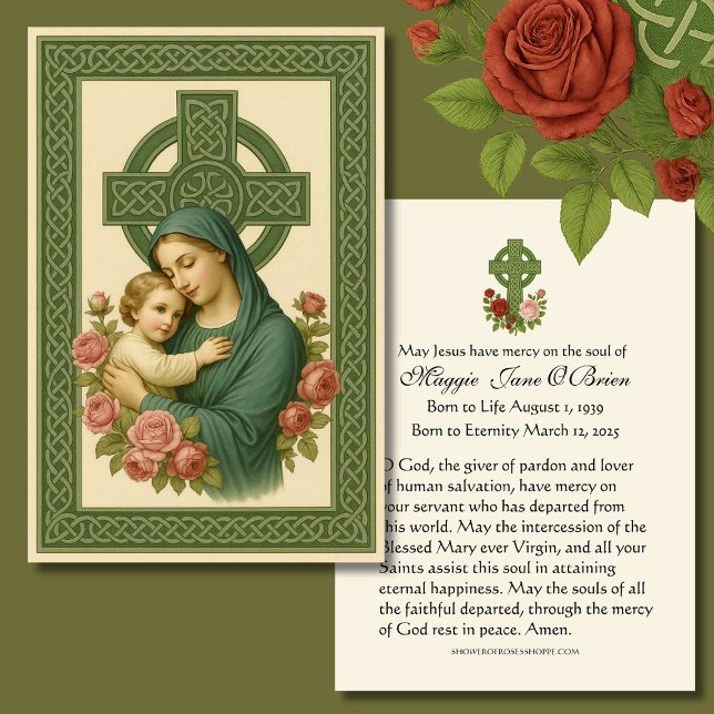 Beerdigung Gedenkstätte Irish Celtic Cross Mary Je Visitenkarte (Von Creator hochgeladen)