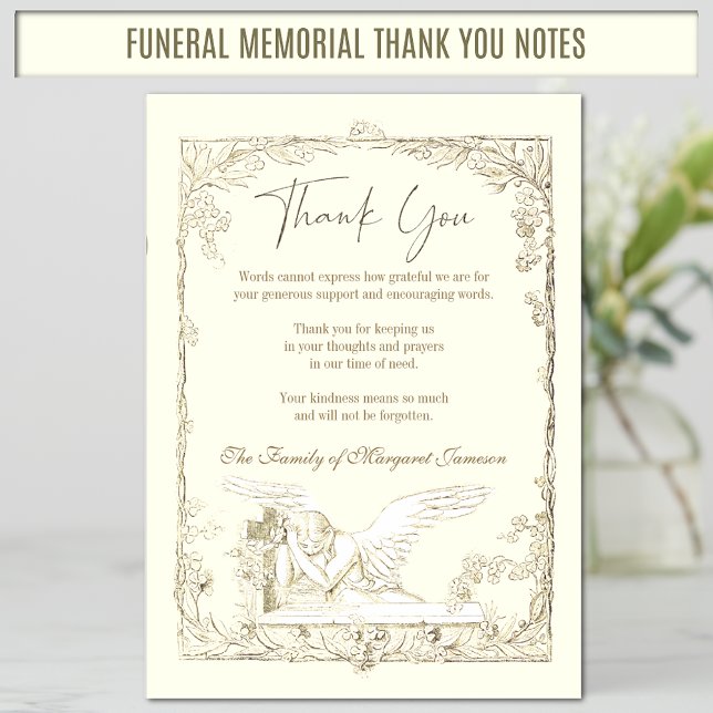 Beerdigung Gedenkstätte Vintag Angel Religious Dankeskarte (Our  Funeral Memorial Thank You Notes offer an elegant touch!)