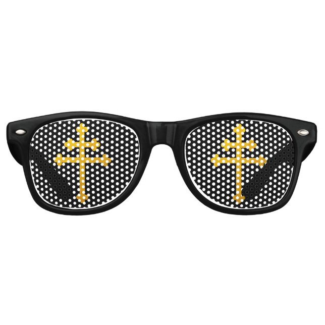 Beerdigung & Gold Lothringen Kreuz / Kirche Partybrille (Vorderseite)