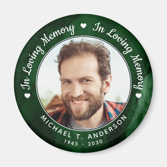Beerdigung Grüne Marmor Liebe Gedächtnis Foto Memo Magnet (Vorne)