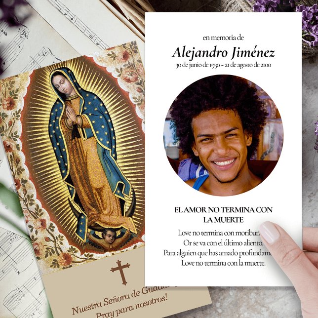 Beerdigung Guadalupe Spanisches Gebet Sympathiekar (catholic, religious, celebration of life, in loving memory of, prayer cards for bereavement)