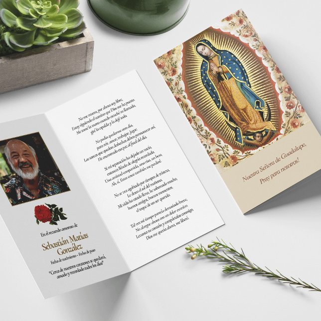 Beerdigung Guadalupe Spanisches Gebet Sympathiekar (catholic, religious, celebration of life, in loving memory of, prayer cards for bereavement)