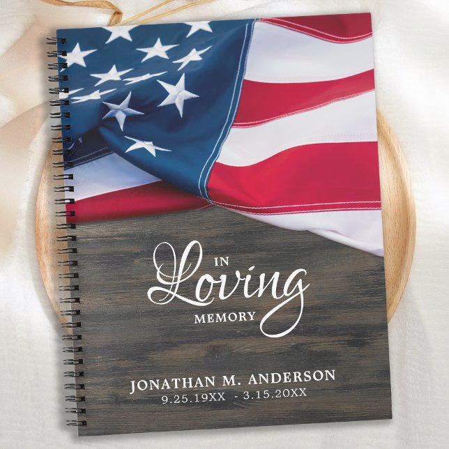 Beerdigung Guestbook American Flag Memorial Patrio Notizbuch (Von Creator hochgeladen)