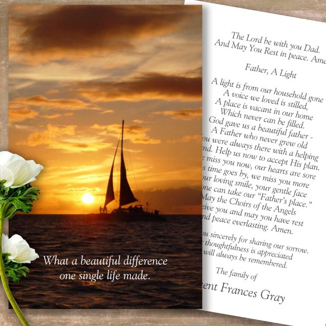 Beerdigung Hawaiian Sunset Gebet Sympathiekarten (sunset, sunrise, beach, celebration of life, in loving memory of, prayer cards for bereavement)