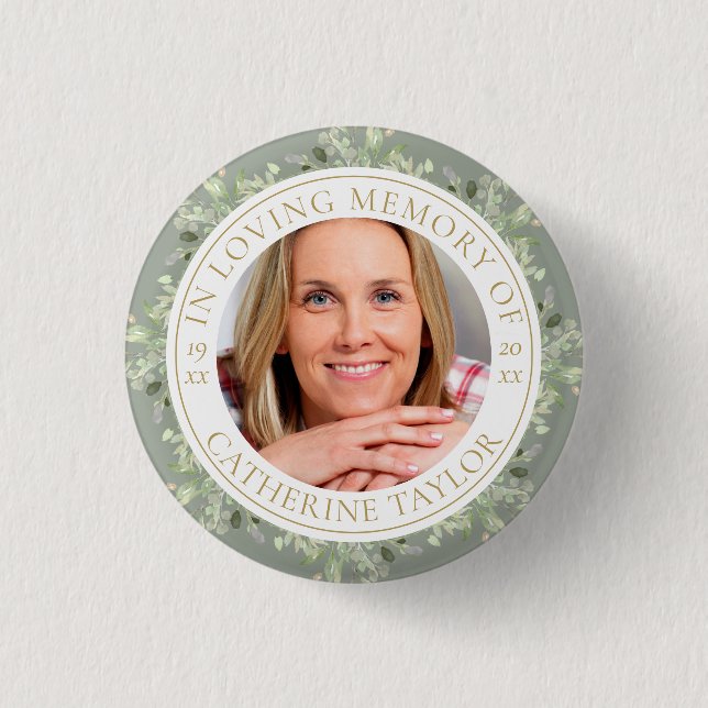 Beerdigung im Foto "Erinnerungsgrün" Button (Vorderseite)