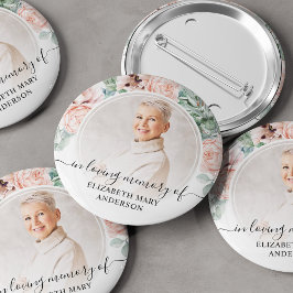 Beerdigung im liebenden Gedächtnis Rosa Foto Button