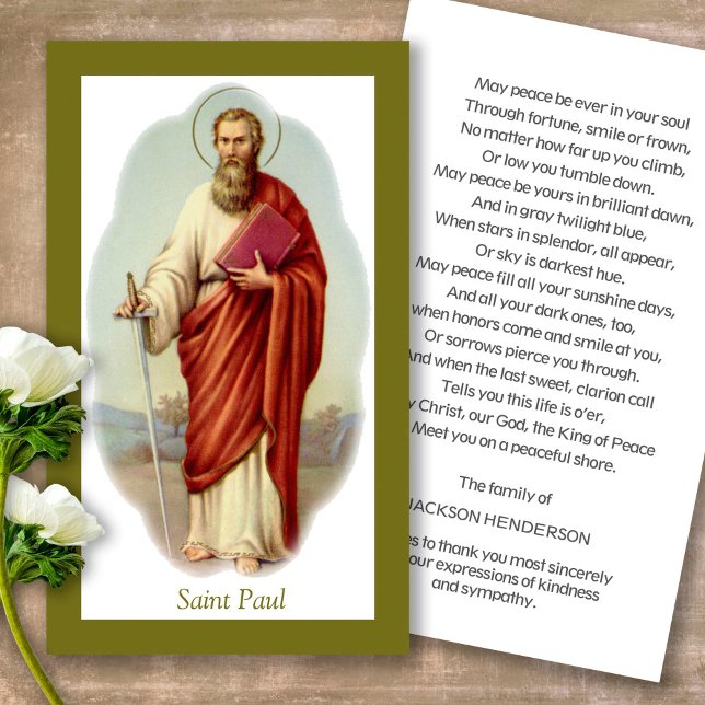 Beerdigung Katholische St. Paul Gebet Sympathiekar Visitenkarte (catholic, religious, celebration of life, in loving memory of, prayer cards for bereavement)
