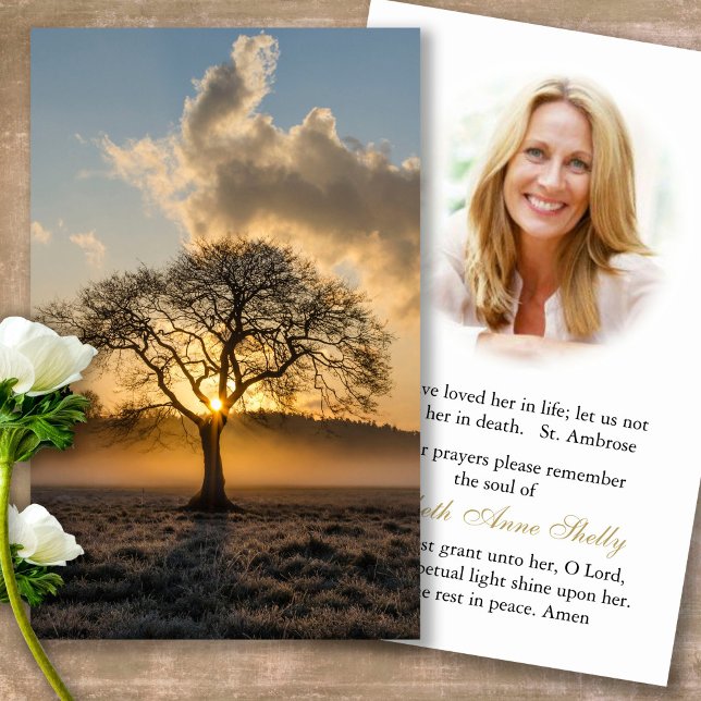 Beerdigung Loss einsame Bäume Gebet Sympathie Kart (Forever in our hearts, celebration of life, in loving memory of, prayer cards for bereavement)