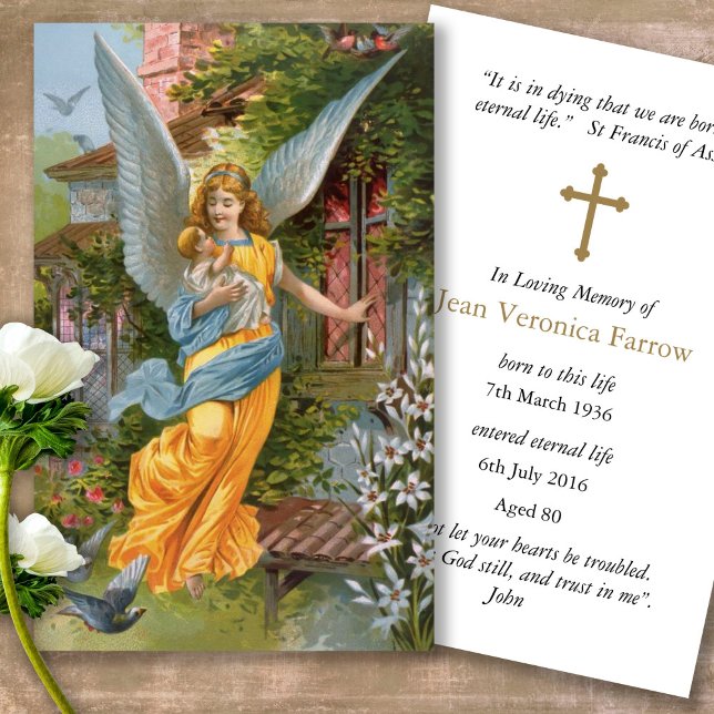 Beerdigung Loss Engel Liebe Gebet Sympathie Karte (catholic, religious, celebration of life, in loving memory of, prayer cards for bereavement)