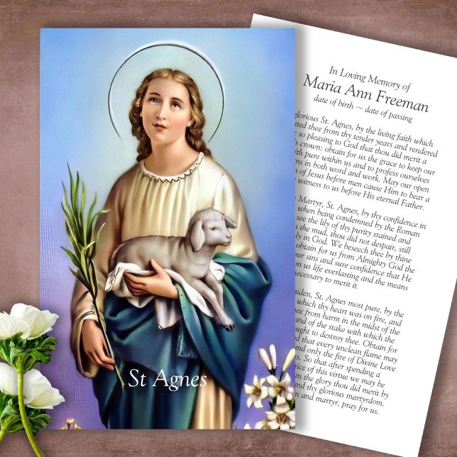 Beerdigung Loss St. Agnes Gebet Sympathie Karten (catholic, religious, celebration of life, in loving memory of, prayer cards for bereavement)