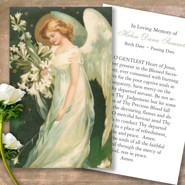 Beerdigung Loss Vintag Angel Gebet Sympathiekarten (Forever in our hearts, celebration of life, in loving memory of, prayer cards for bereavement)