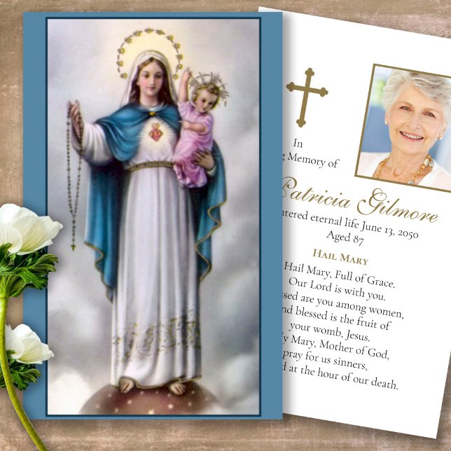 Beerdigung Mary 12 Stars Gebet Sympathiekarten (catholic, religious, celebration of life, in loving memory of, prayer cards for bereavement)