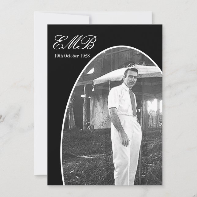 Beerdigung Memorial Einfaches Schwarz-weißes Foto Einladung (Vorderseite)