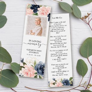 Beerdigung Memorial Pink Navy Blumenmini Lesezeich