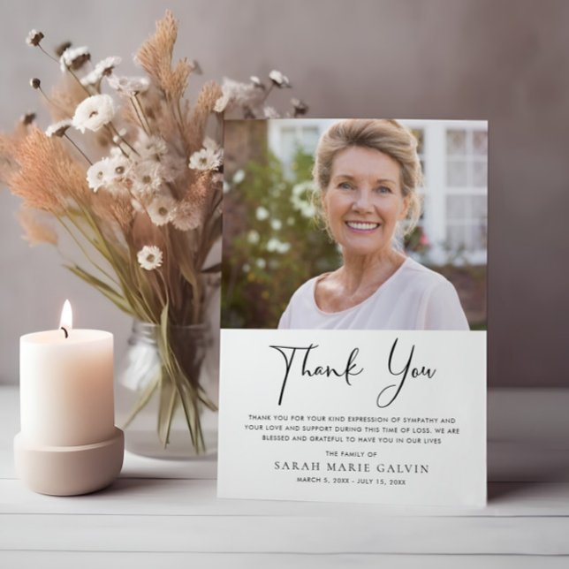 Beerdigung Minimal Modernes Elegantes Foto Dankeskarte (Von Creator hochgeladen)