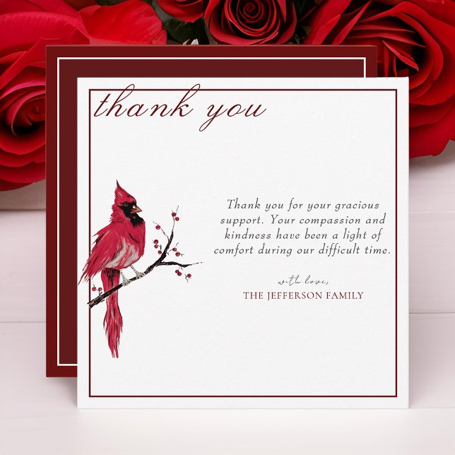 Beerdigung mit dem Roten Kardinal von Watercolor V Dankeskarte (Von Creator hochgeladen)