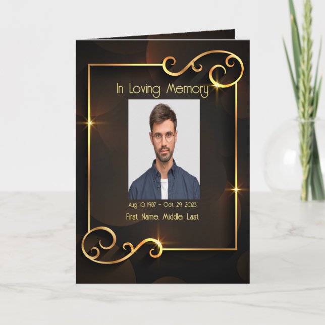 Beerdigung Programm Classic Elegante Gold Schwarz (Vorderseite)