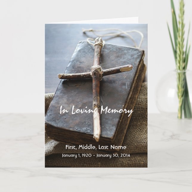 Beerdigung Programm Custom Bible Cross Christlich (Vorderseite)
